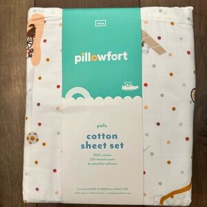 Pillowfort Twin Cotton Sheet Set - White with Multicolor Accents